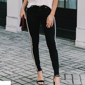 Pistola Audrey Mid Rise Skinny Jeans with Side Stripe - Berlin Night